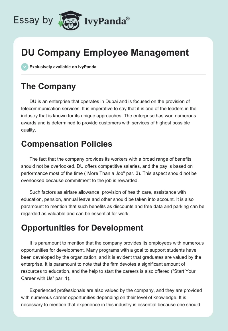 DU Company Employee Management. Page 1