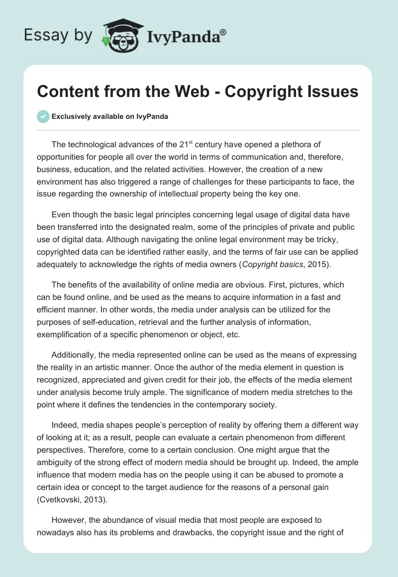 Content from the Web - Copyright Issues. Page 1