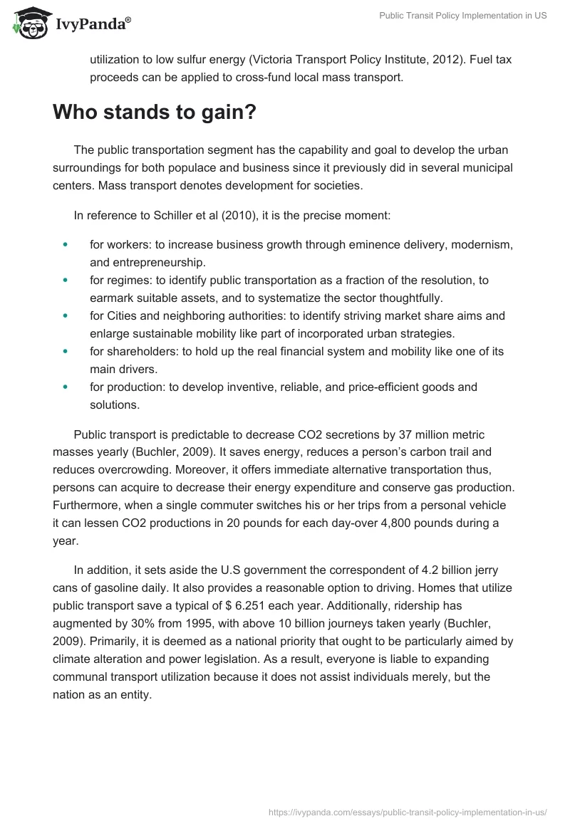 Public Transit Policy Implementation in US. Page 5