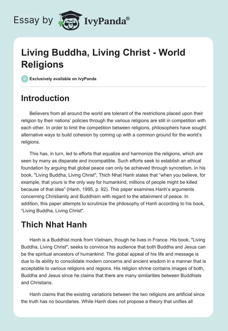 Living Buddha, Living Christ - World Religions. Page 1