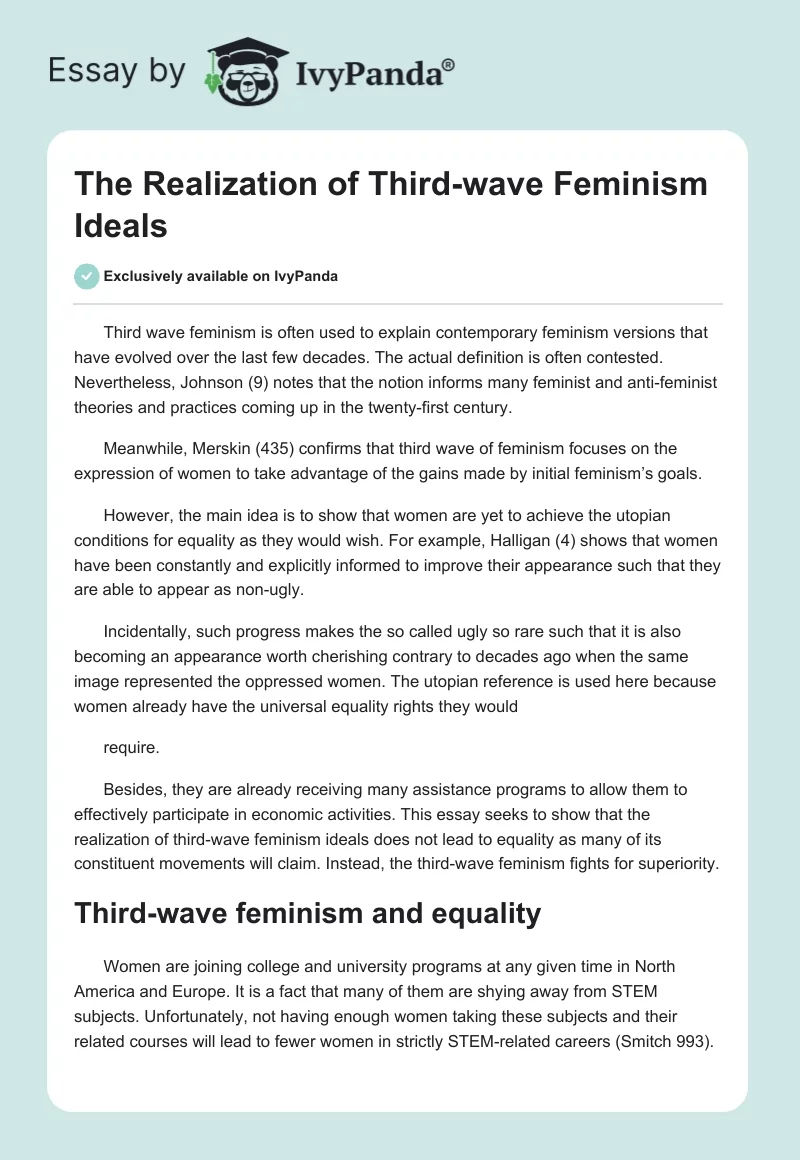 The Realization of Third-wave Feminism Ideals. Page 1