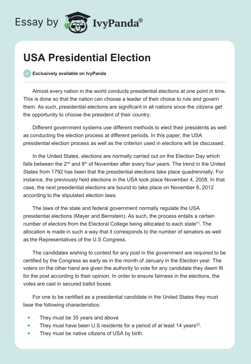 USA Presidential Election. Page 1