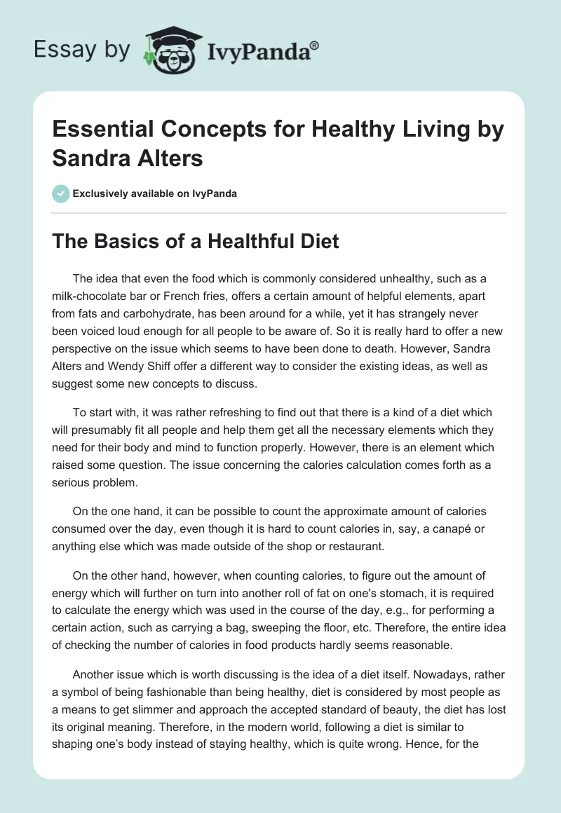 Essential Concepts for Healthy Living by Sandra Alters. Page 1