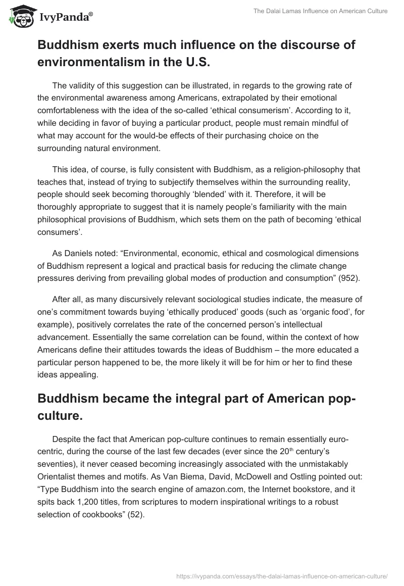 The Dalai Lamas Influence on American Culture. Page 2