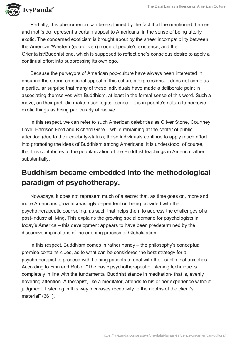 The Dalai Lamas Influence on American Culture. Page 3