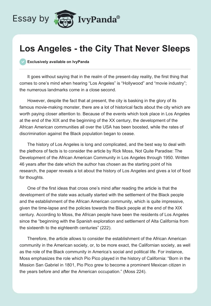 Los Angeles - the City That Never Sleeps. Page 1