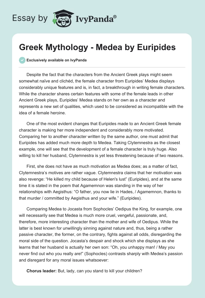 Greek Mythology - Medea by Euripides. Page 1