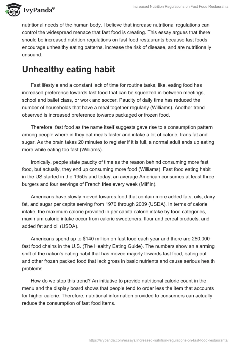 Increased Nutrition Regulations on Fast Food Restaurants. Page 2