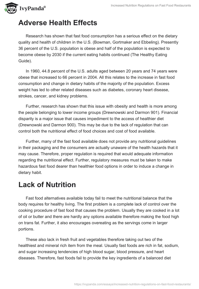 Increased Nutrition Regulations on Fast Food Restaurants. Page 3