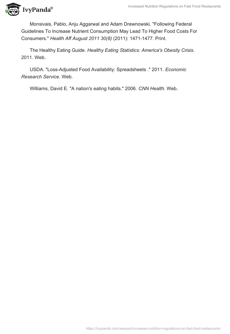 Increased Nutrition Regulations on Fast Food Restaurants. Page 5