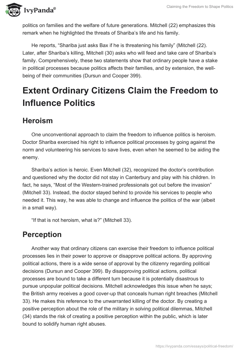 Claiming the Freedom to Shape Politics. Page 3