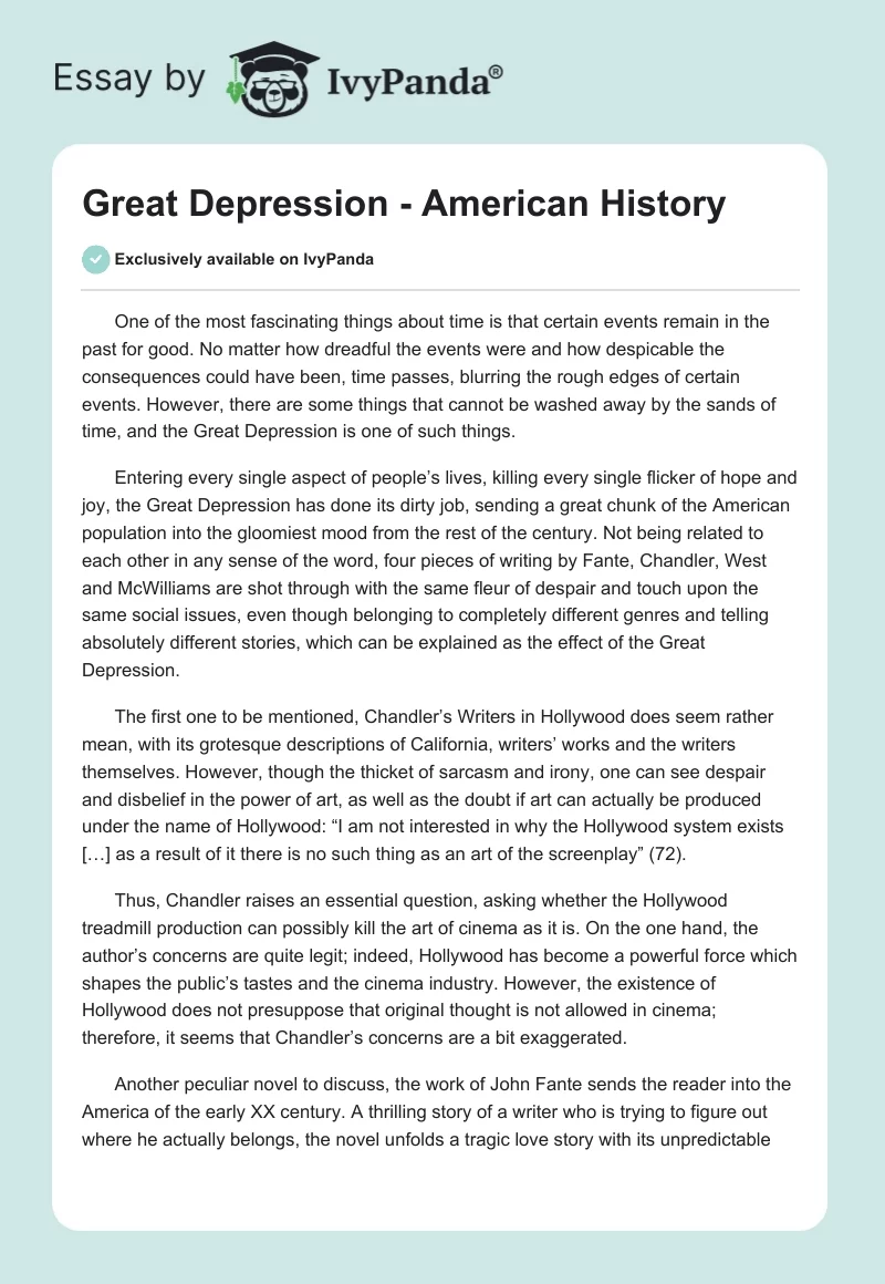 Great Depression - American History. Page 1