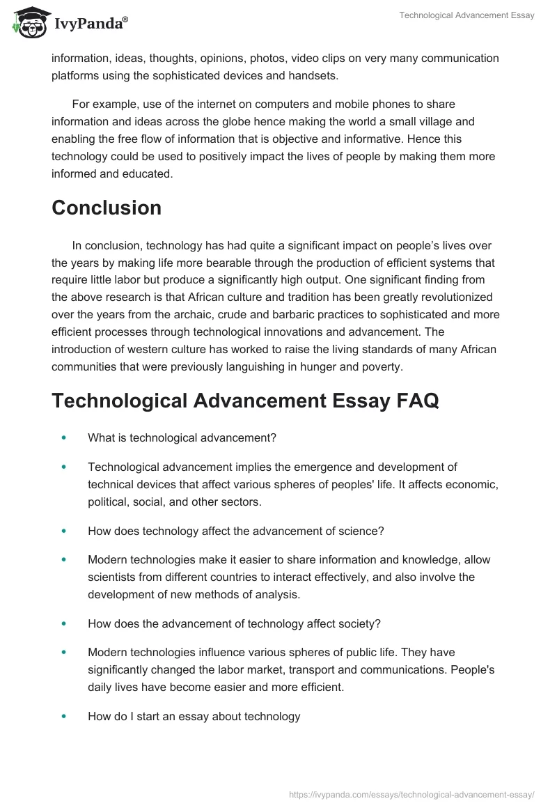 Technological Advancement Essay. Page 5
