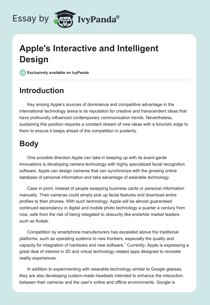Apple's Interactive and Intelligent Design. Page 1