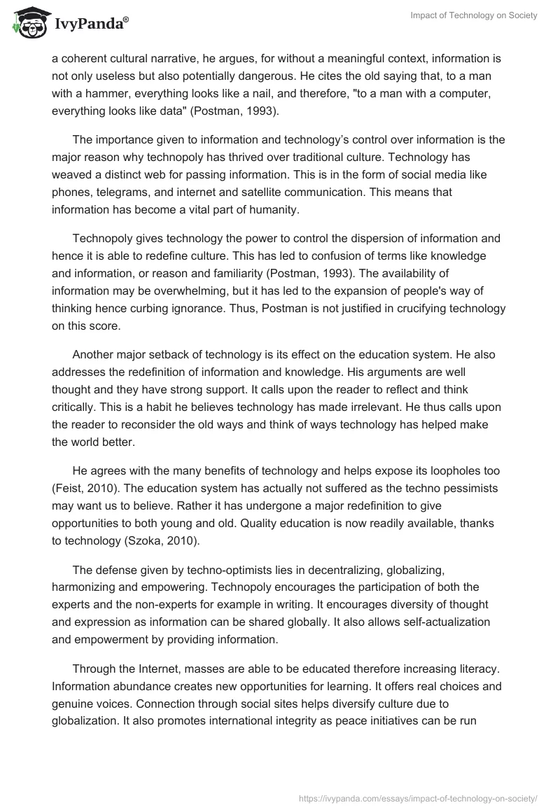 Impact of Technology on Society. Page 4