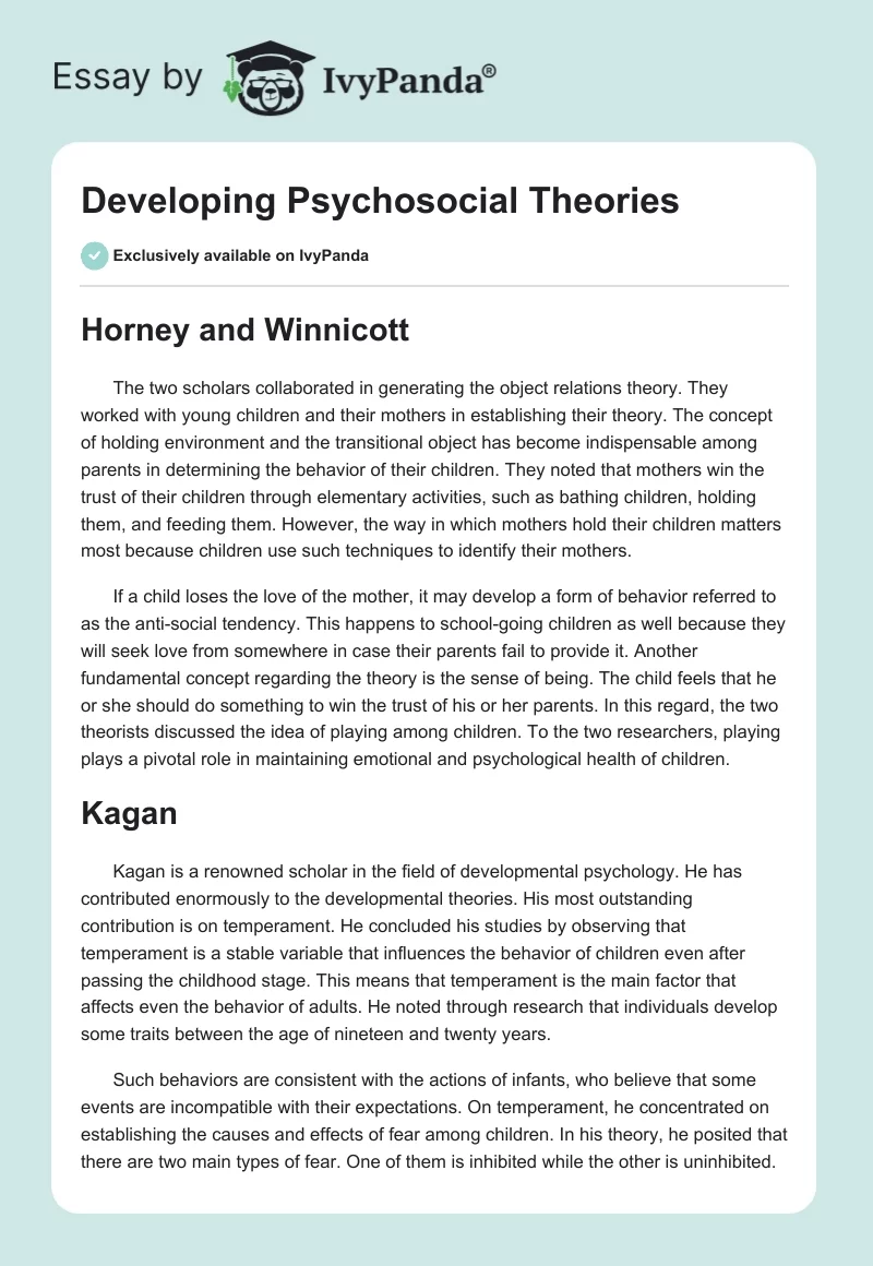 Developing Psychosocial Theories. Page 1