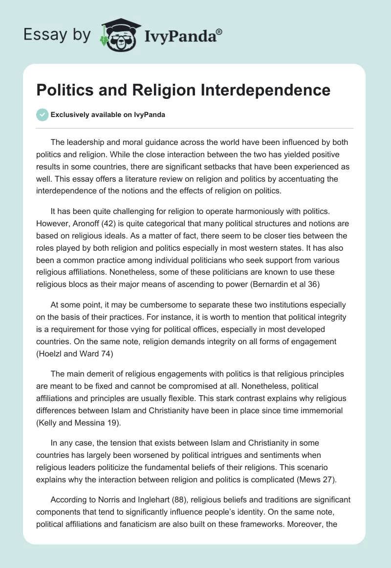 Politics and Religion Interdependence. Page 1