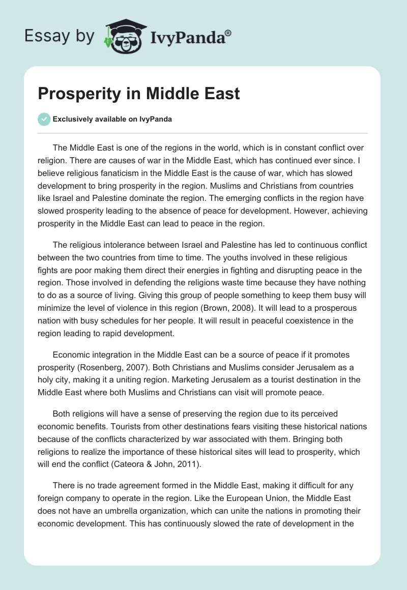 Prosperity in Middle East. Page 1