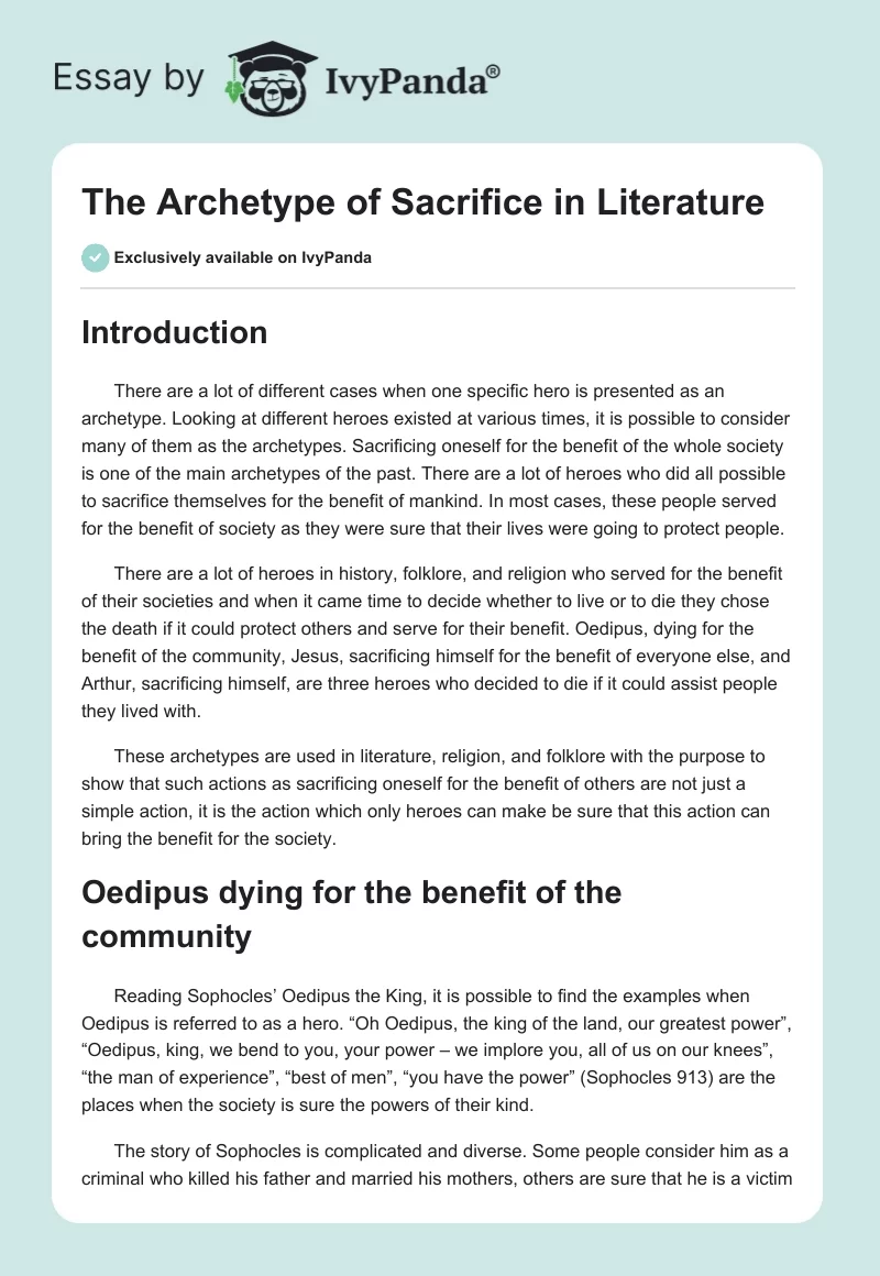 The Archetype of Sacrifice in Literature. Page 1