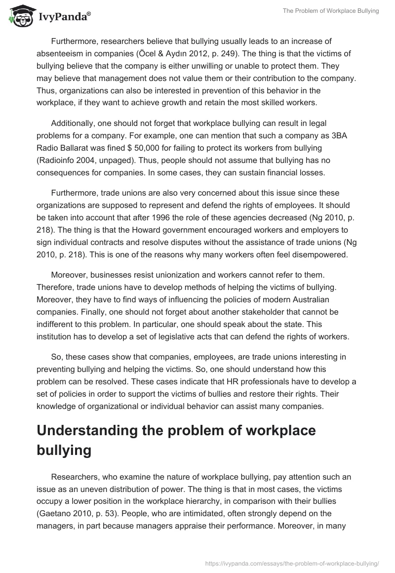 The Problem of Workplace Bullying. Page 3