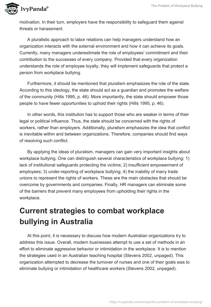 The Problem of Workplace Bullying. Page 5