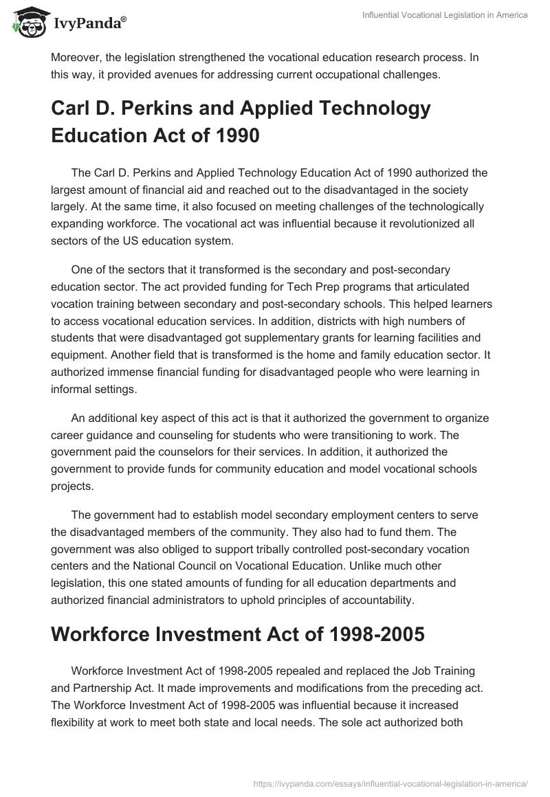 Influential Vocational Legislation in America. Page 3