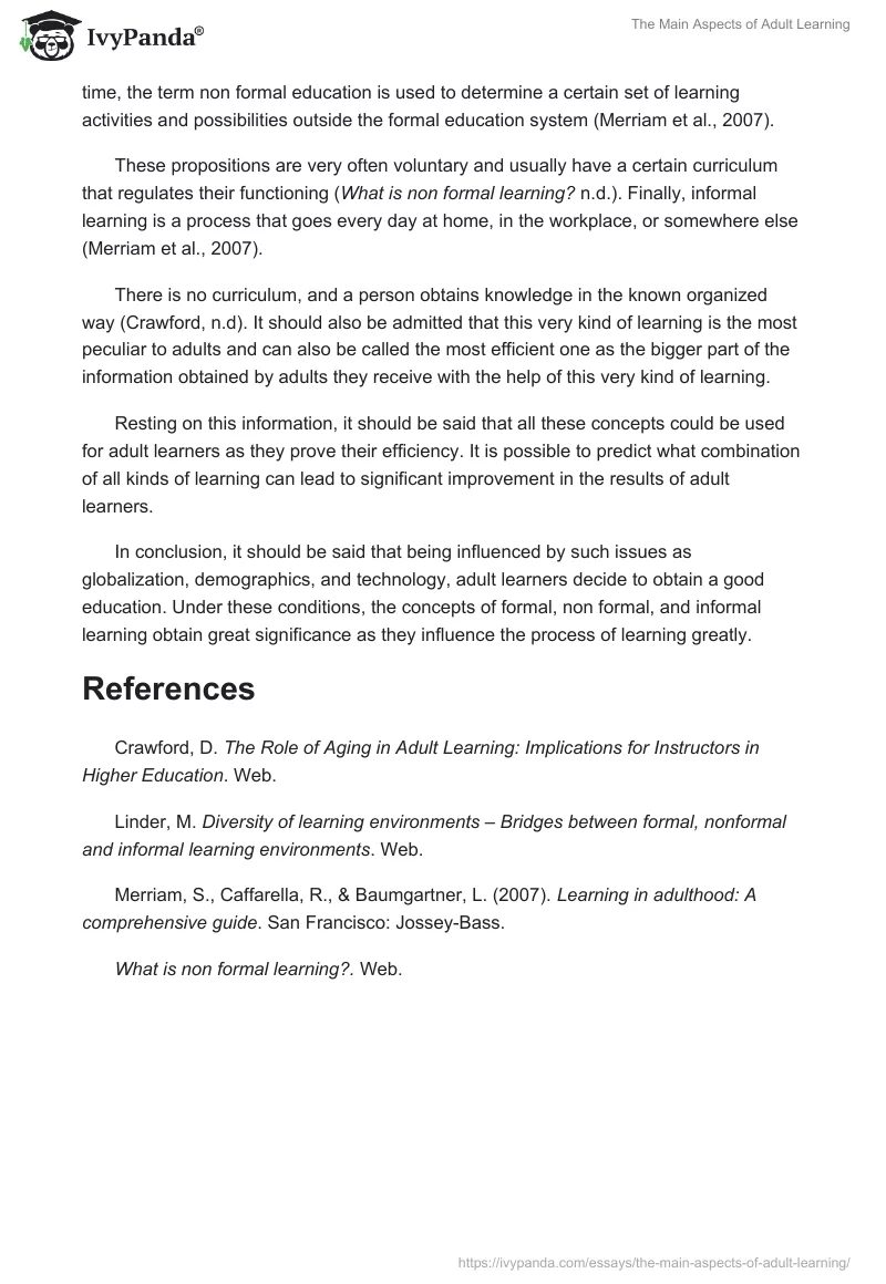 The Main Aspects of Adult Learning. Page 2