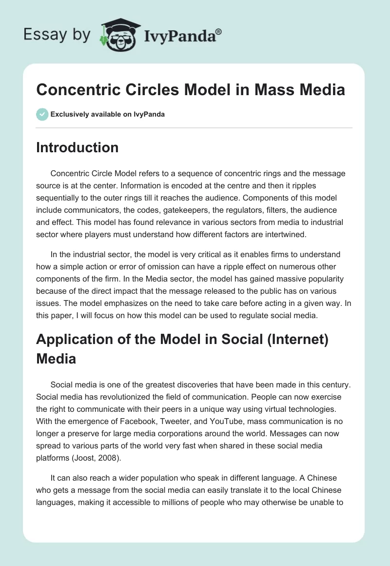 Concentric Circles Model in Mass Media. Page 1