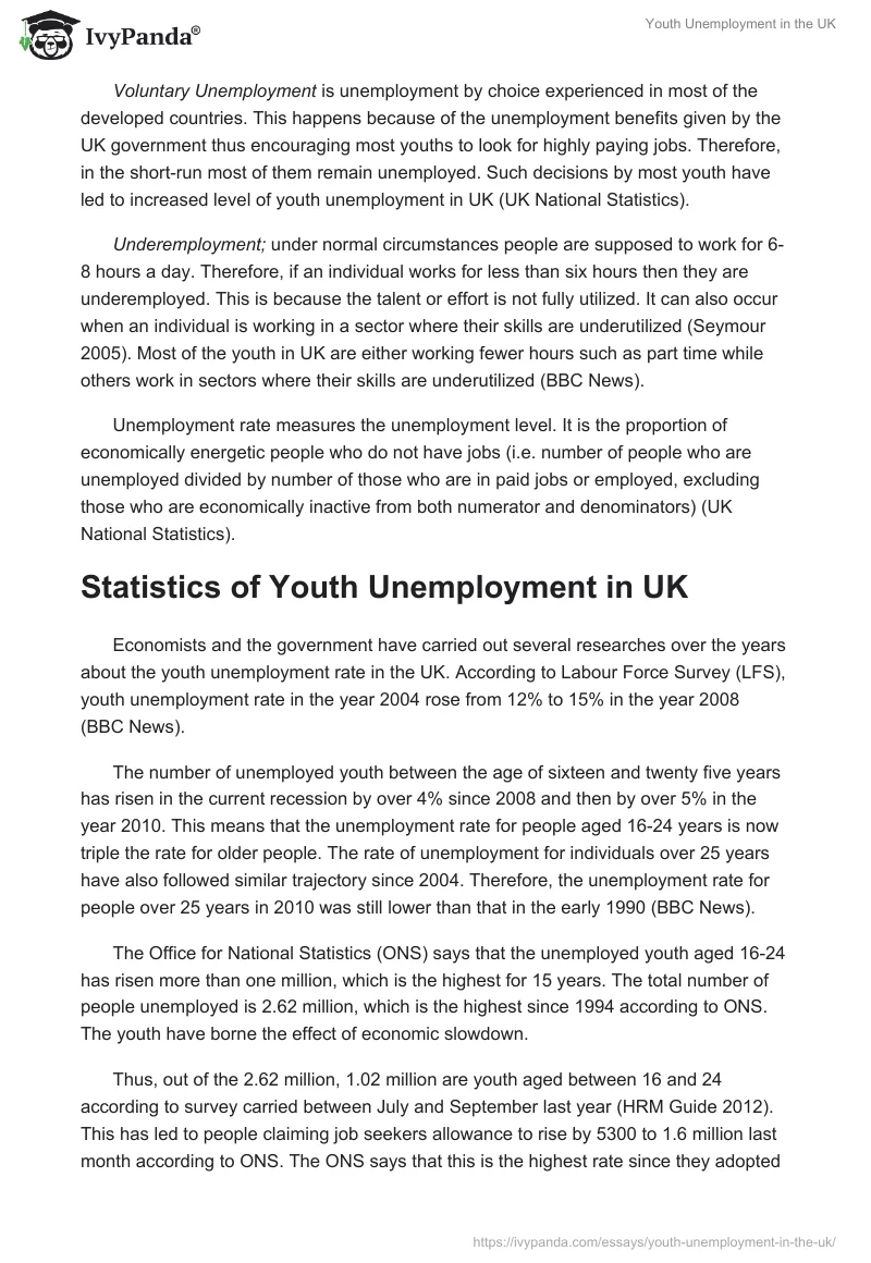 Youth Unemployment in the UK. Page 2