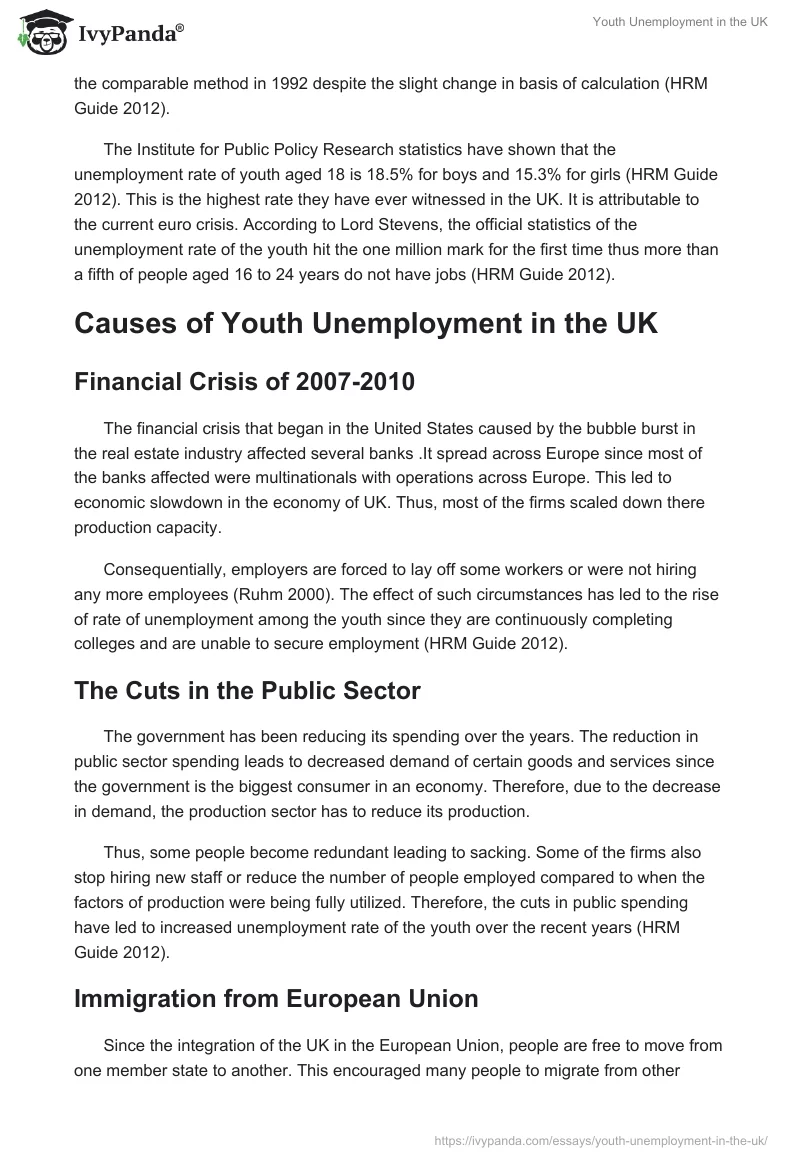 Youth Unemployment in the UK. Page 3