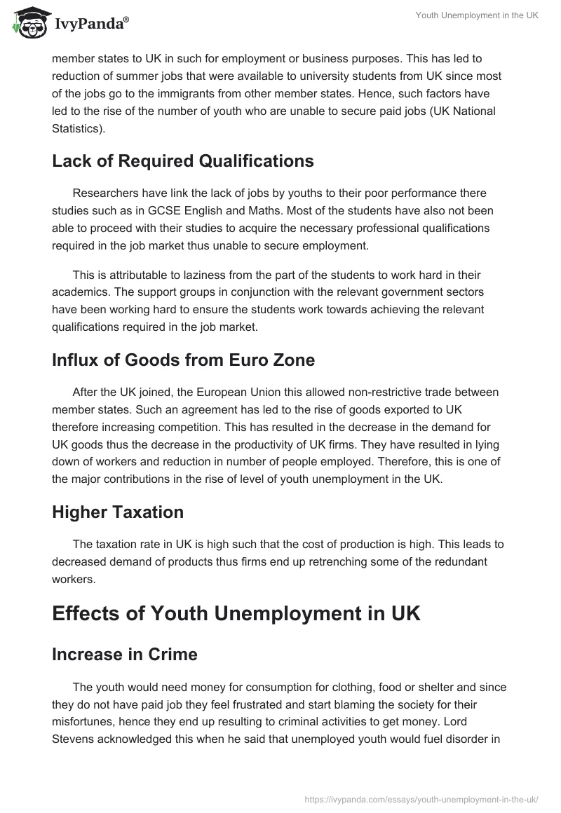 Youth Unemployment in the UK. Page 4