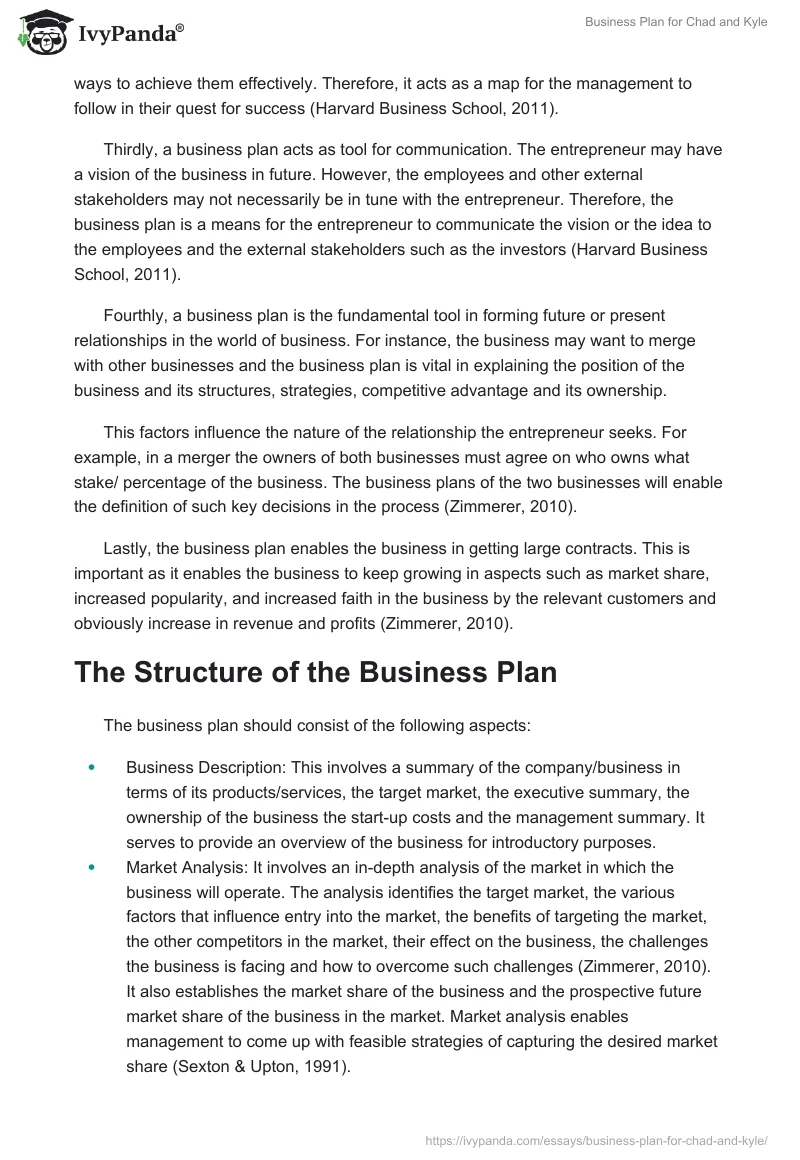 Business Plan for Chad and Kyle. Page 2