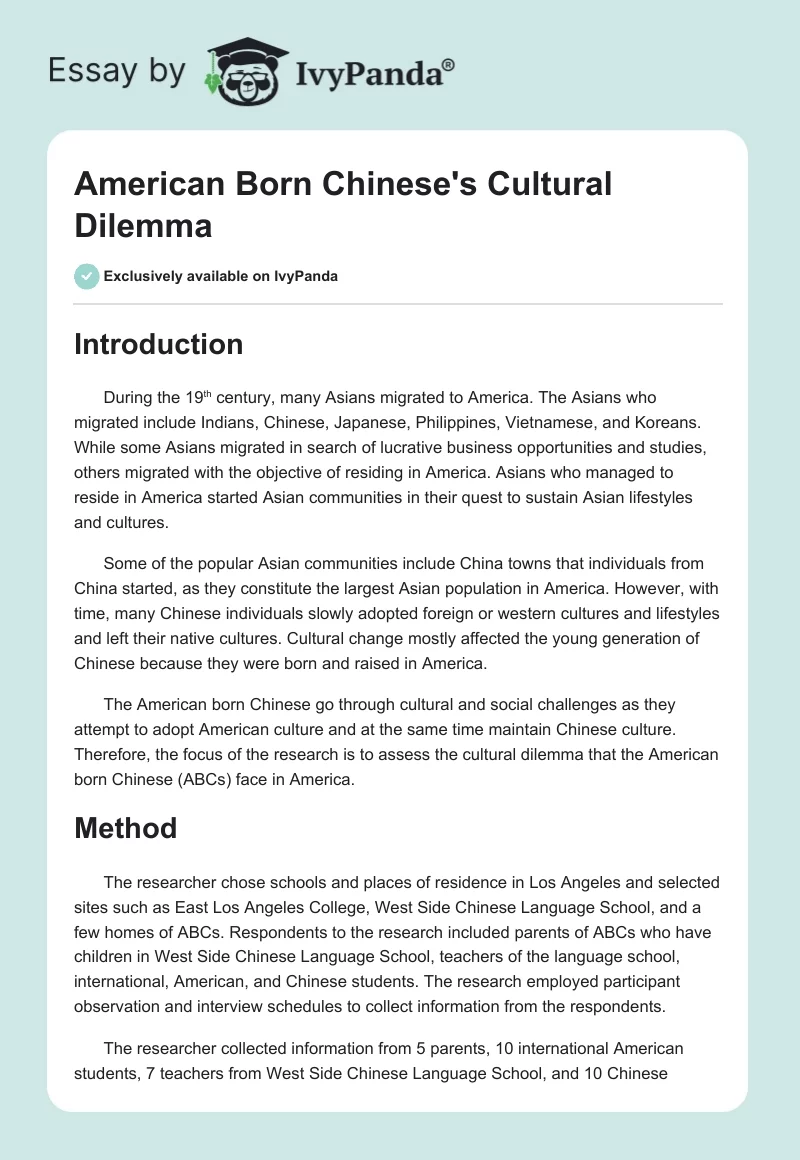 American Born Chinese's Cultural Dilemma. Page 1