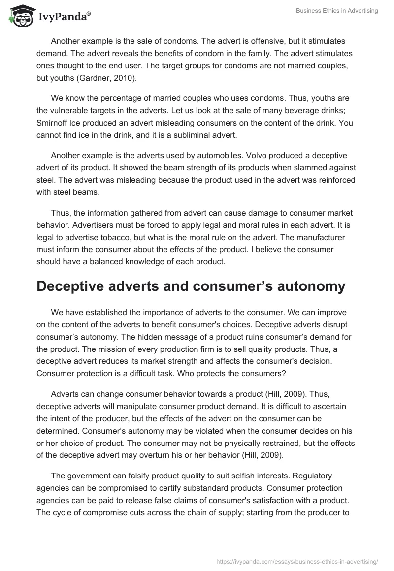Business Ethics in Advertising. Page 2