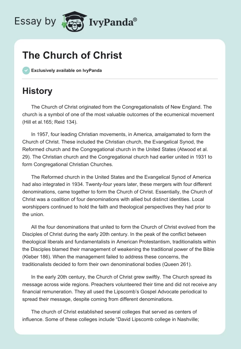 The Church of Christ. Page 1