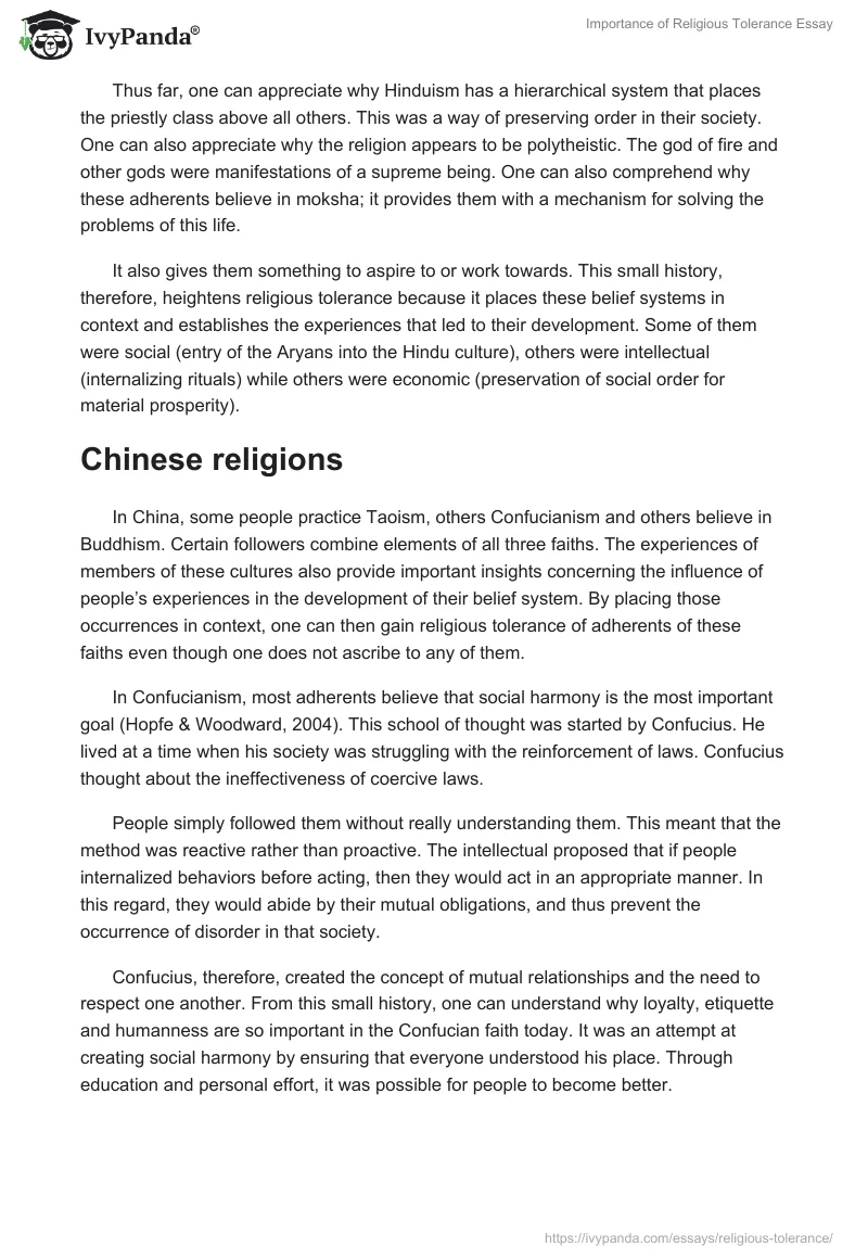 Importance of Religious Tolerance Essay. Page 3