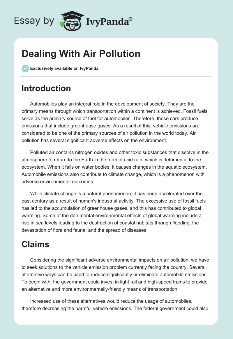 Dealing With Air Pollution. Page 1
