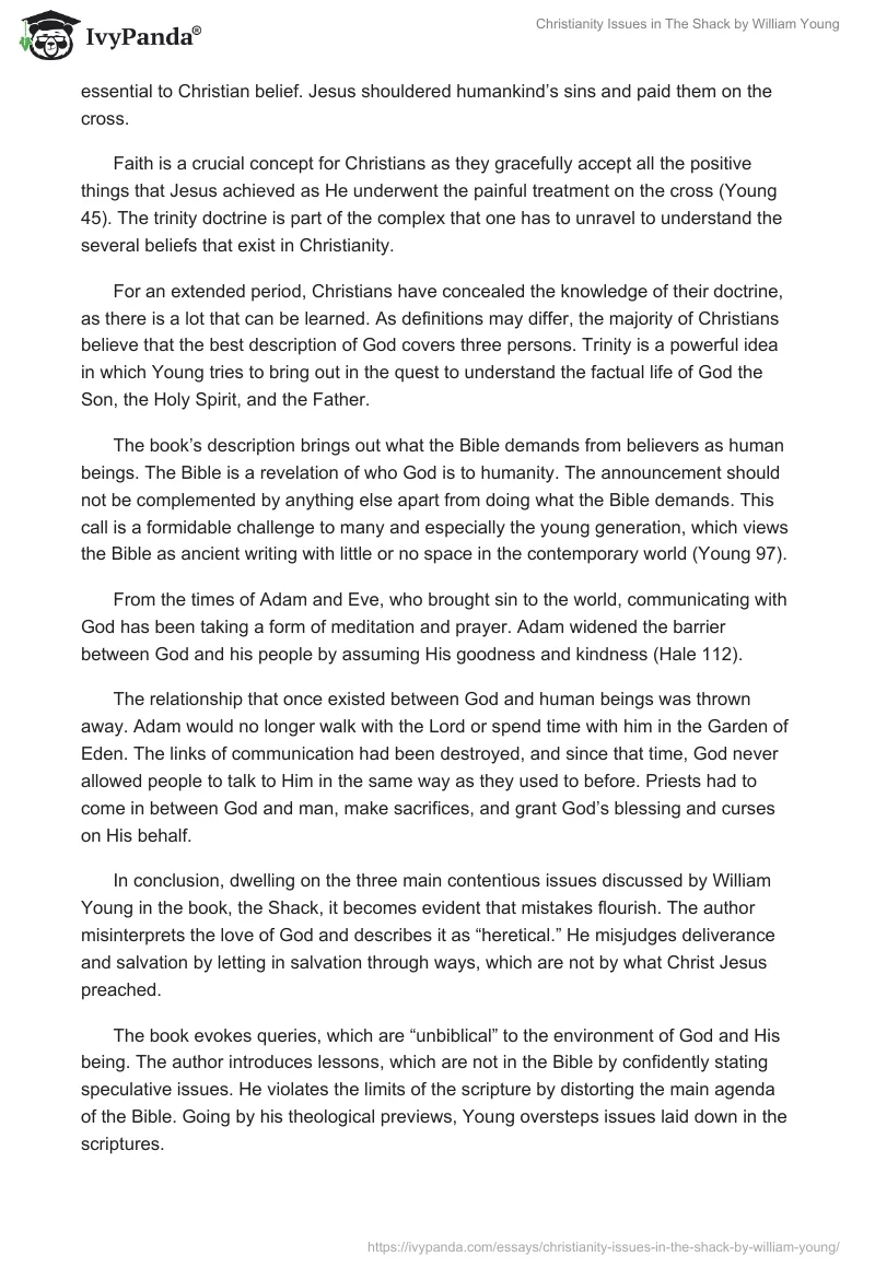 Christianity Issues in The Shack by William Young. Page 2