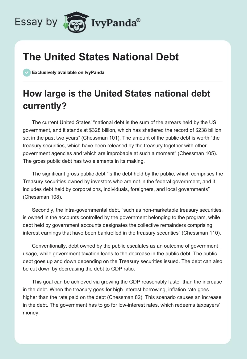 The United States National Debt. Page 1
