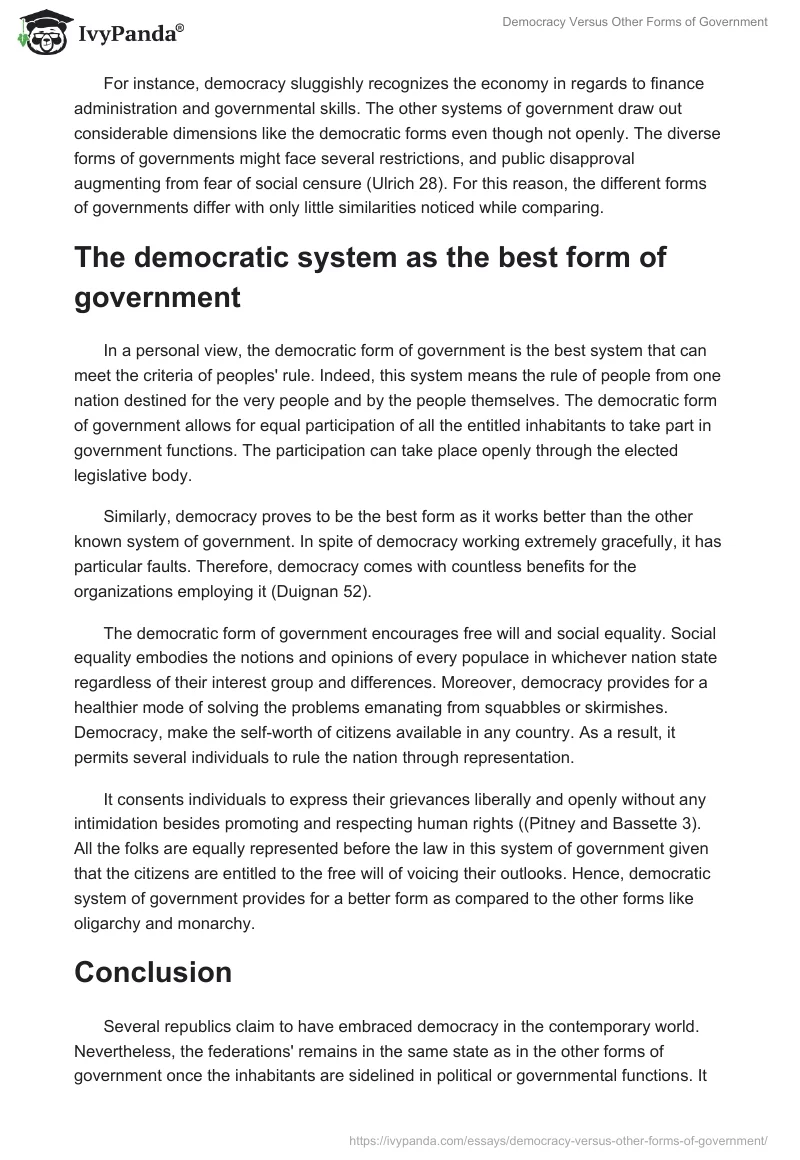 Democracy Versus Other Forms of Government. Page 3