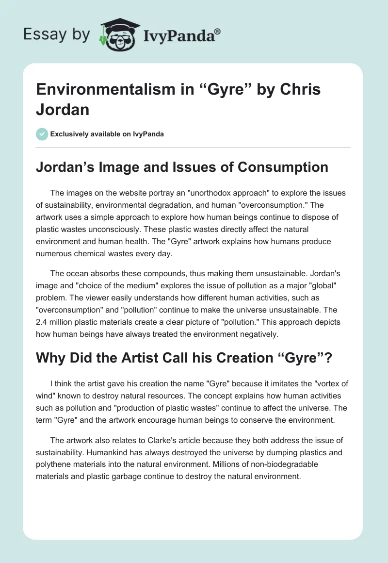 Environmentalism in “Gyre” by Chris Jordan. Page 1