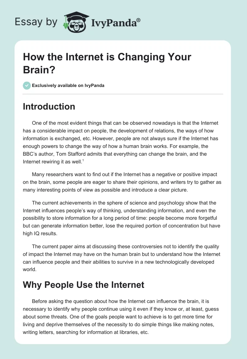 How the Internet is Changing Your Brain?. Page 1