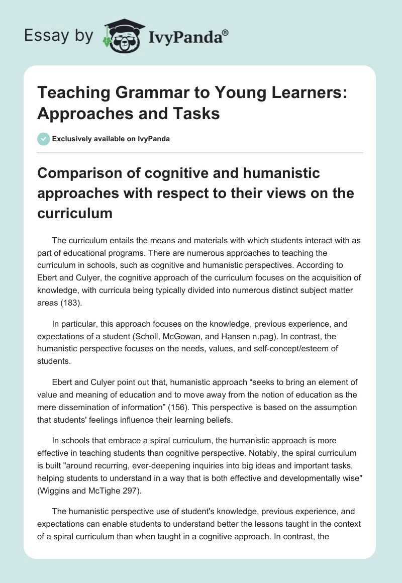 Teaching Grammar to Young Learners: Approaches and Tasks. Page 1