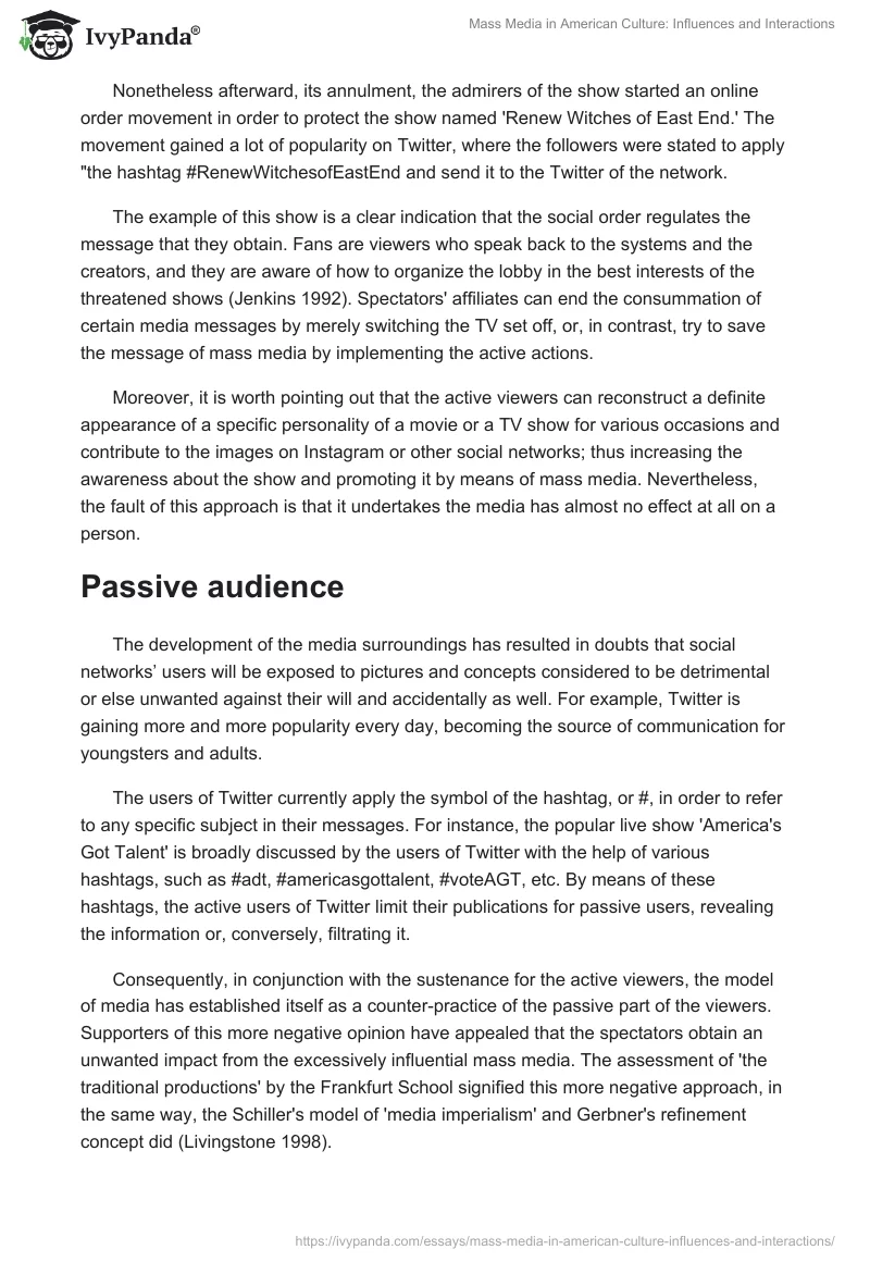 Mass Media in American Culture: Influences and Interactions. Page 3