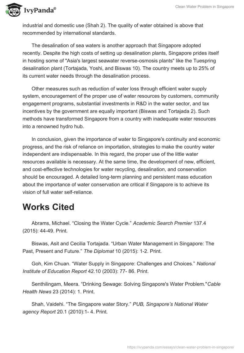 Clean Water Problem in Singapore. Page 2