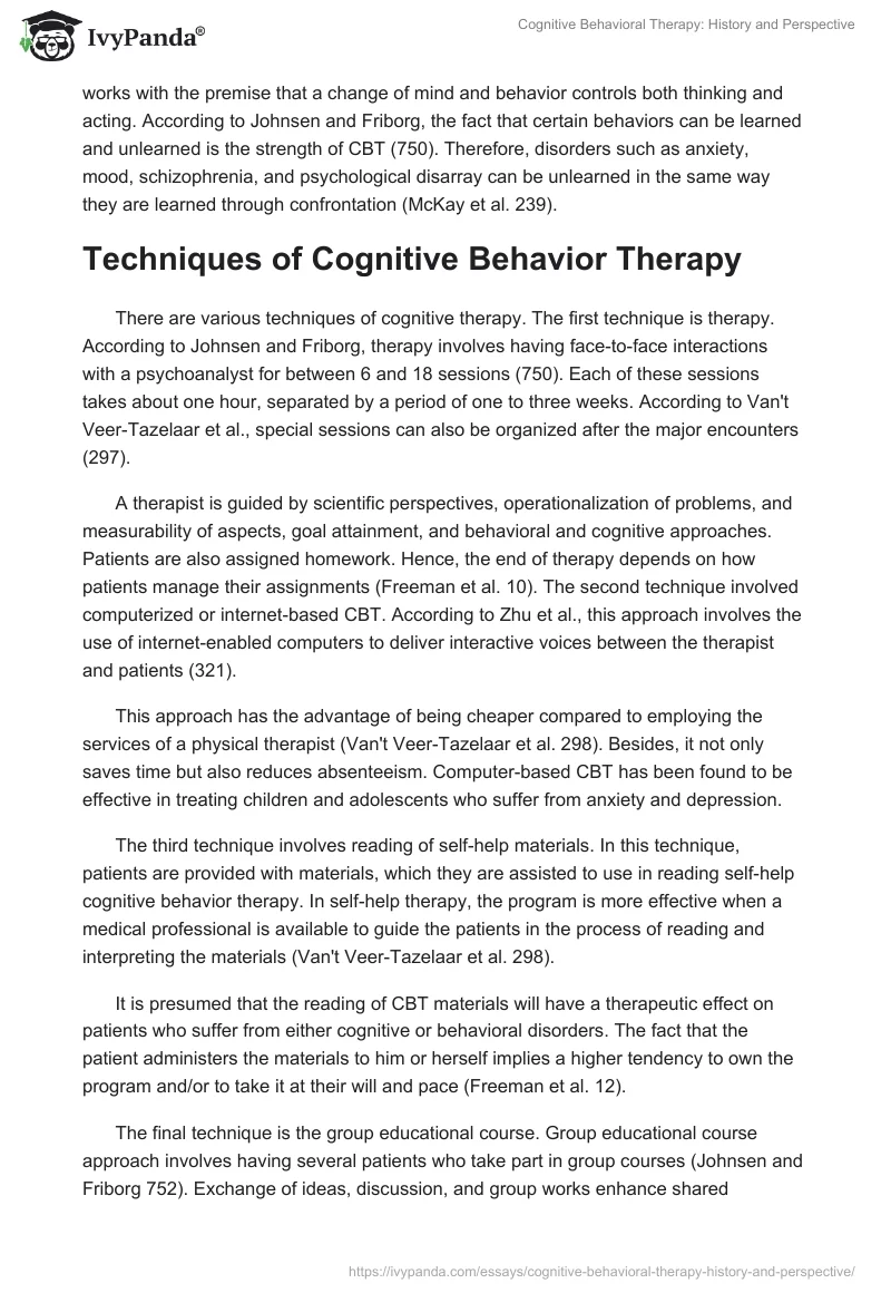 Cognitive Behavioral Therapy: History and Perspective. Page 4