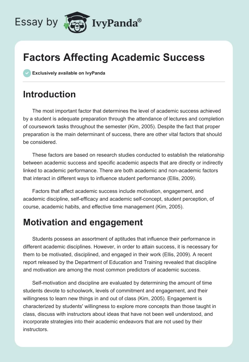 Factors Affecting Academic Success. Page 1