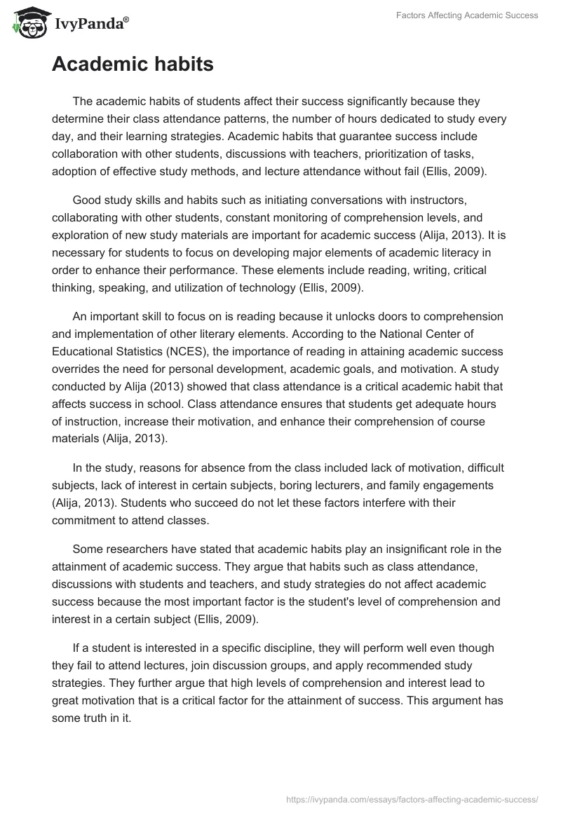 Factors Affecting Academic Success. Page 4
