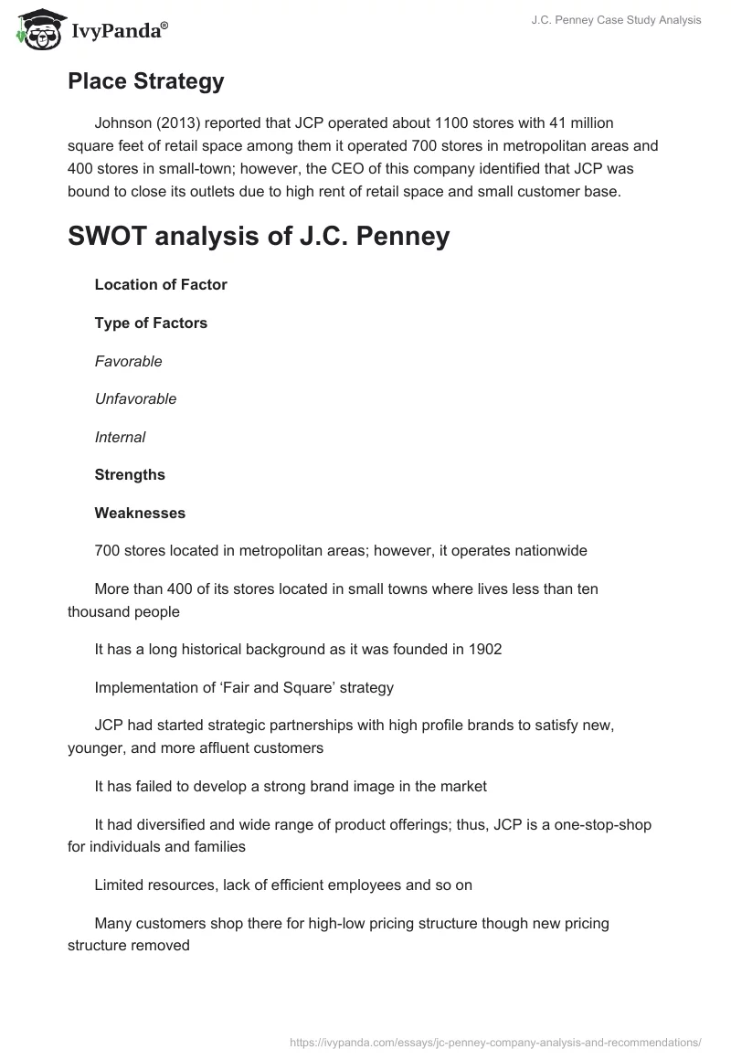 J.C. Penney Case Study Analysis. Page 4