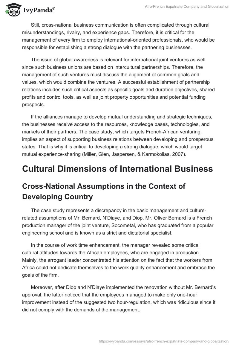 Afro-French Expatriate Company and Globalization. Page 2